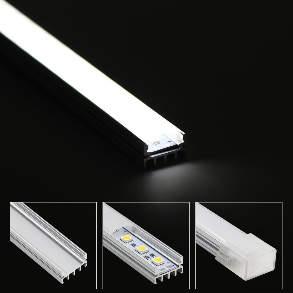 Shallow Flush Mount U-Shape Aluminum Channel for Strip Lights - 3.3ft in Oyster White