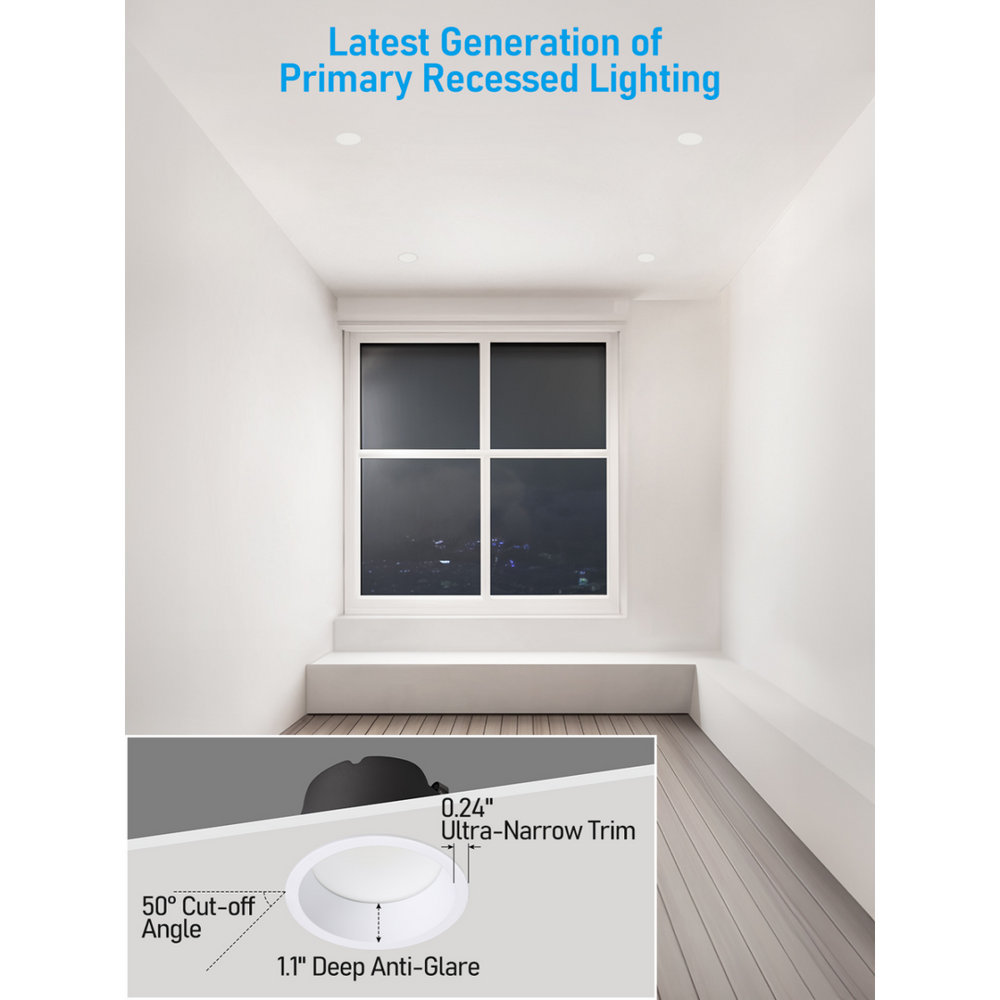 TORCHSTAR 4-Inch LED Narrow Trim Deep Anti-Glare Canless Downlight