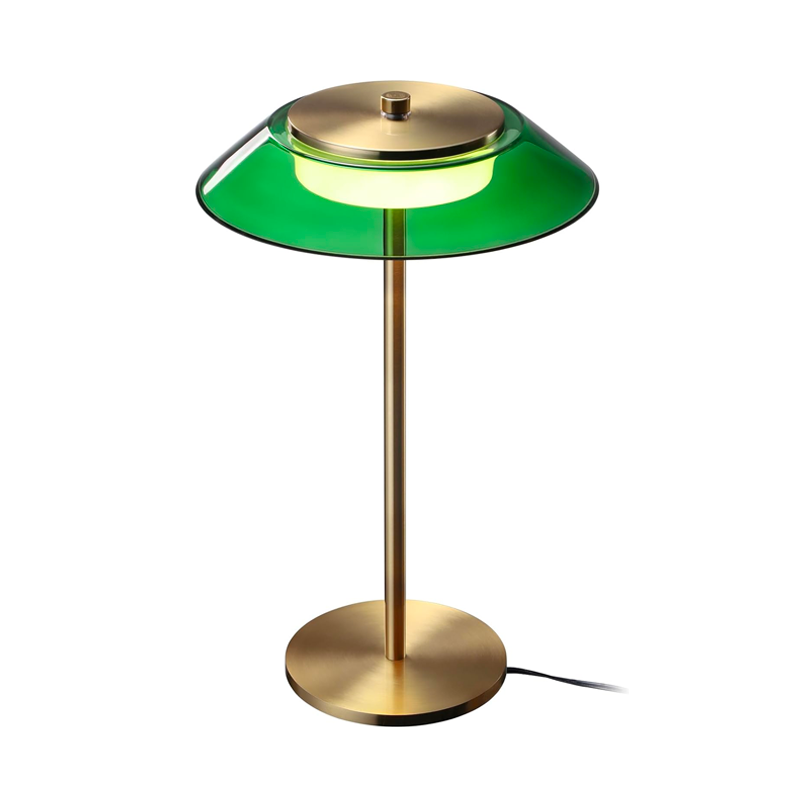 Green Glass LED Desk Lamp, 3-Step Dimmable Desk Lamps with Antique Brass Body