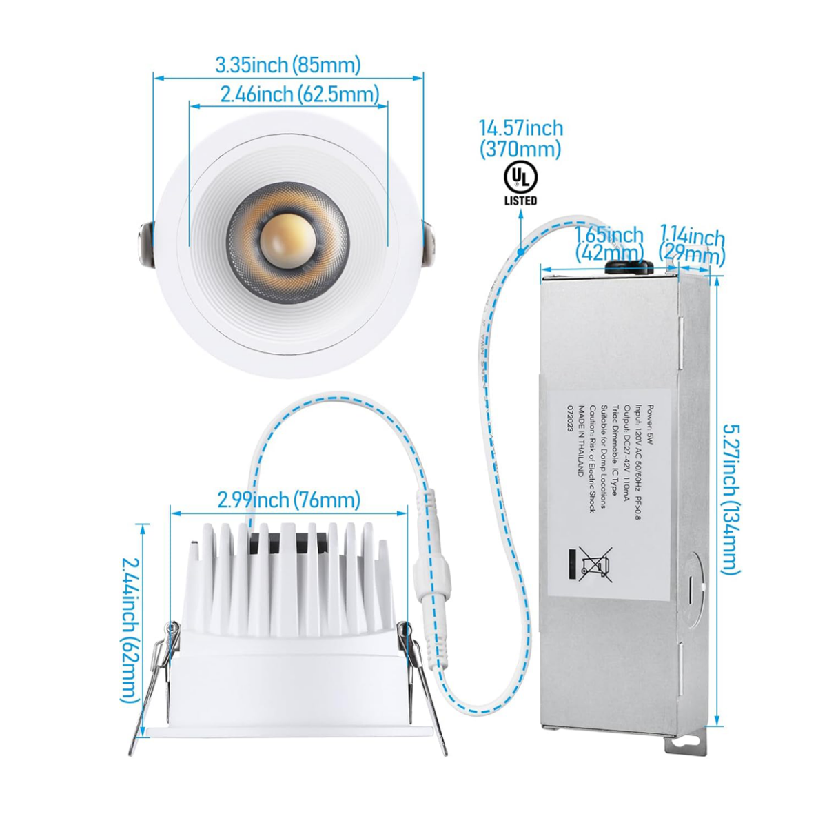 Bafflux 3" Glare-free LED Recessed Light - 9W Dimmable with Baffle Trim