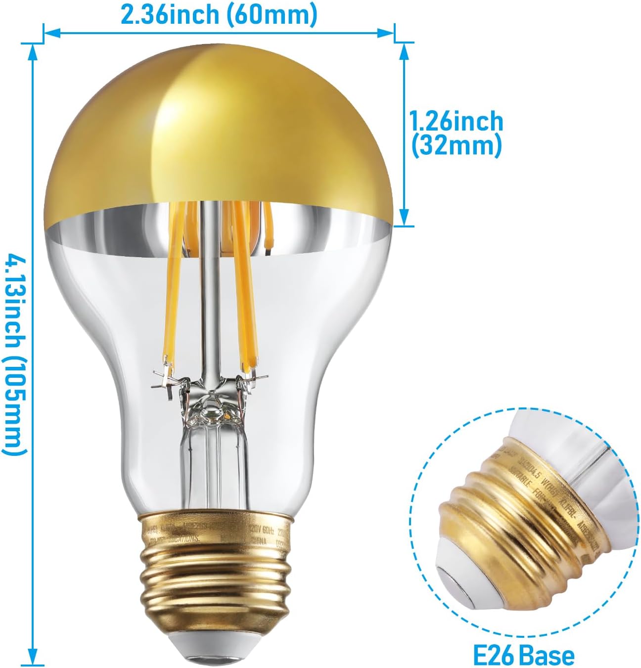 Anti Glare Dimmable Half Chrome Light Bulb, 4.5W (40W Eqv.)