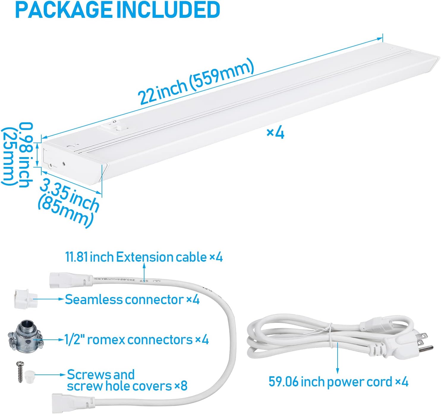 Swivel LED Under Cabinet Lighting 22 Inch - 3CCT