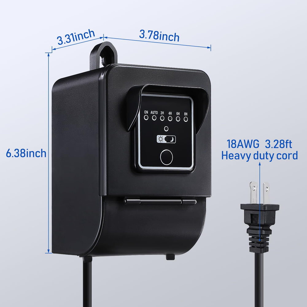 Outdoor Low Voltage Transformer with Timer & Photocell Light Sensor - 12V 120W AC Output