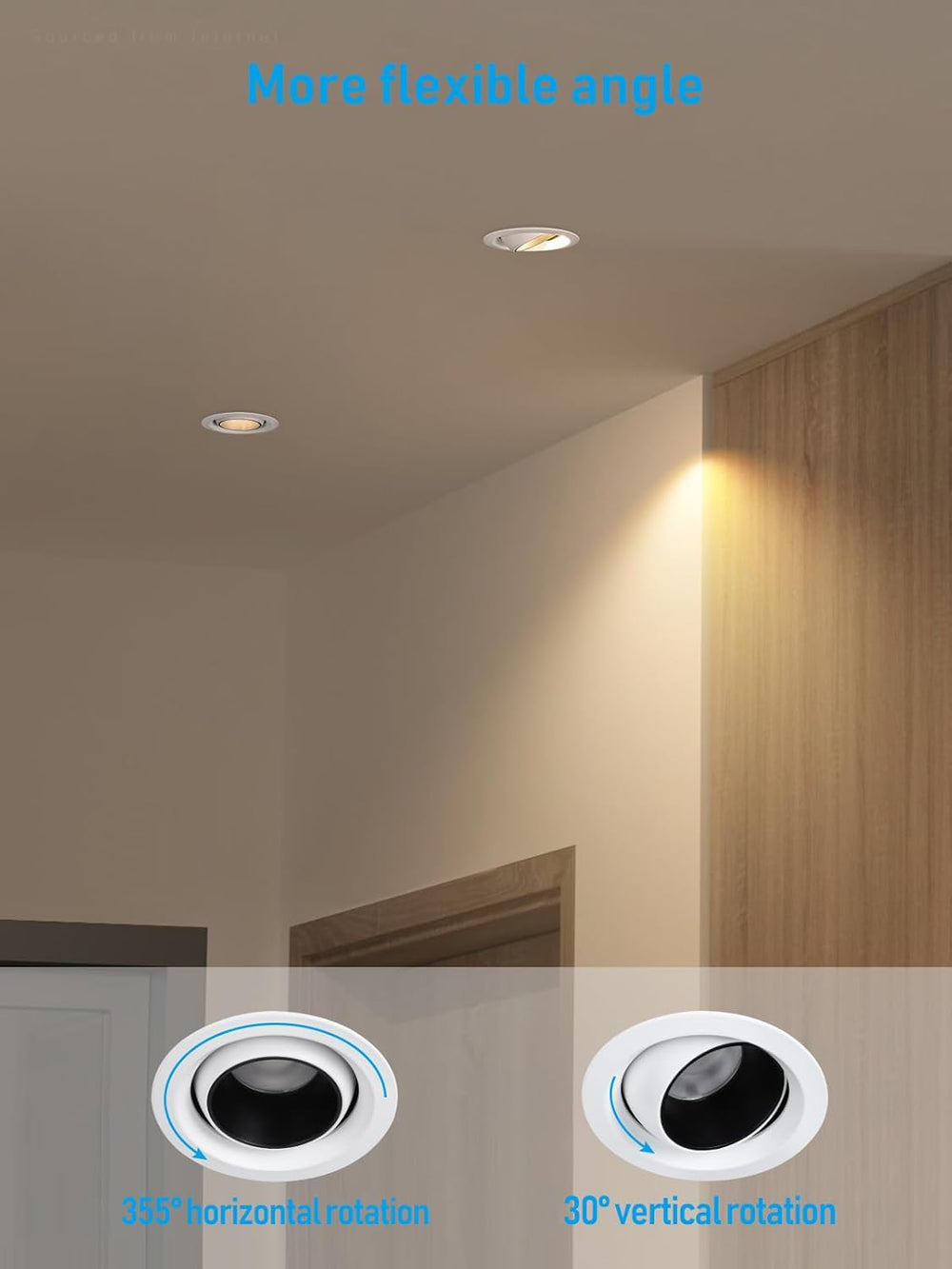 Rotatolux 3" Glare-free Gimbal Canless LED Recessed Light - DL 9W Dimmable with Narrow Beam Angle