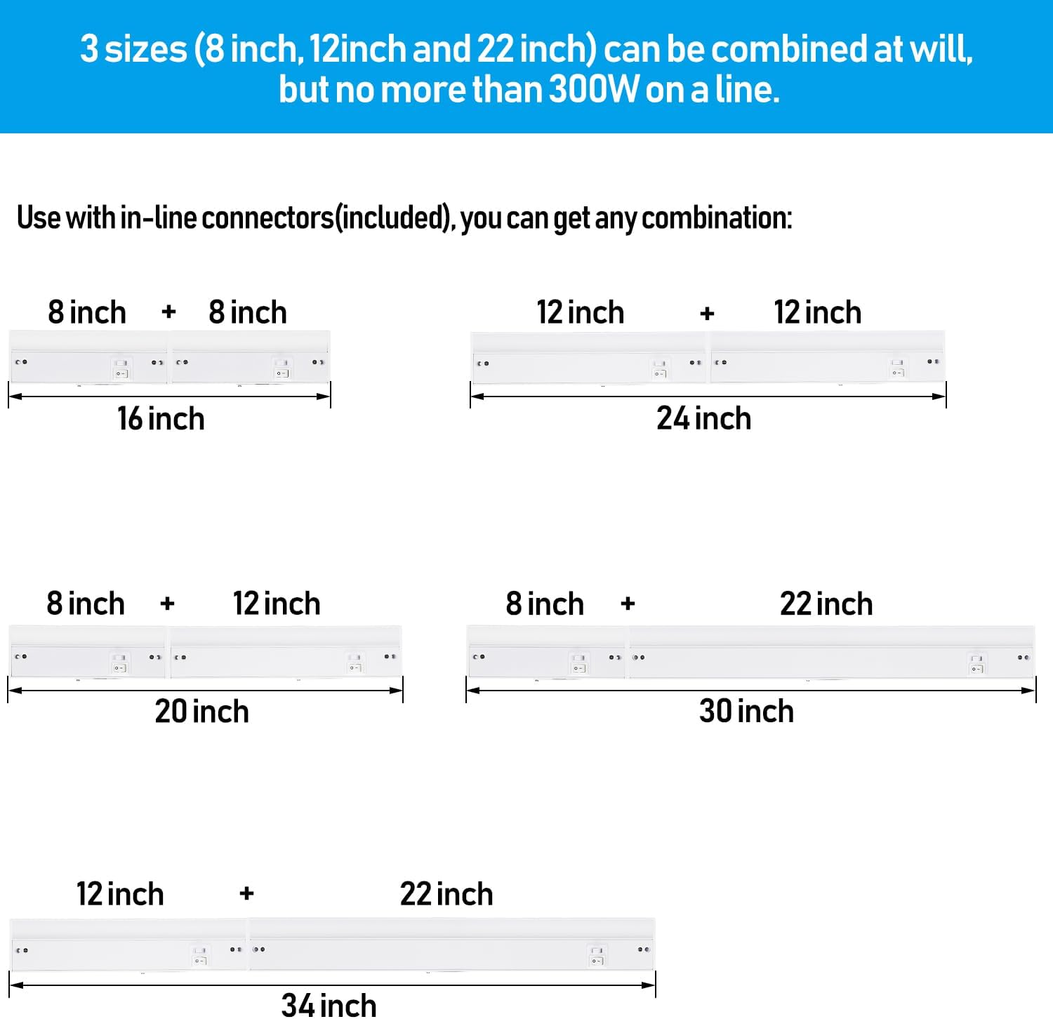 Dimmable Under Counter Lights for Kitchen, Under Cabinet Lighting - 3CCT