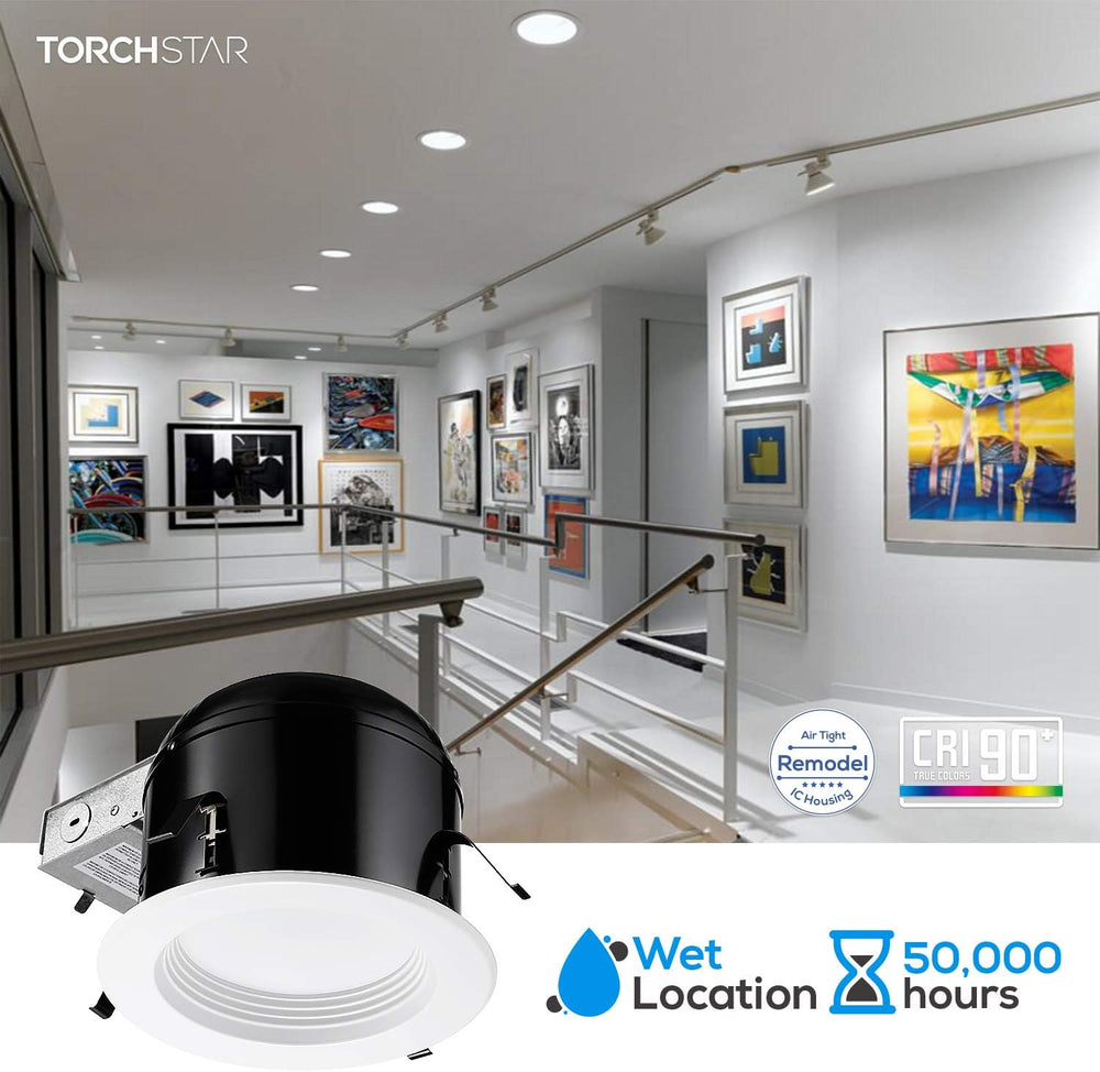 TORCHSTAR 6" Remodeling Glare-Free LED Recessed Light Kit