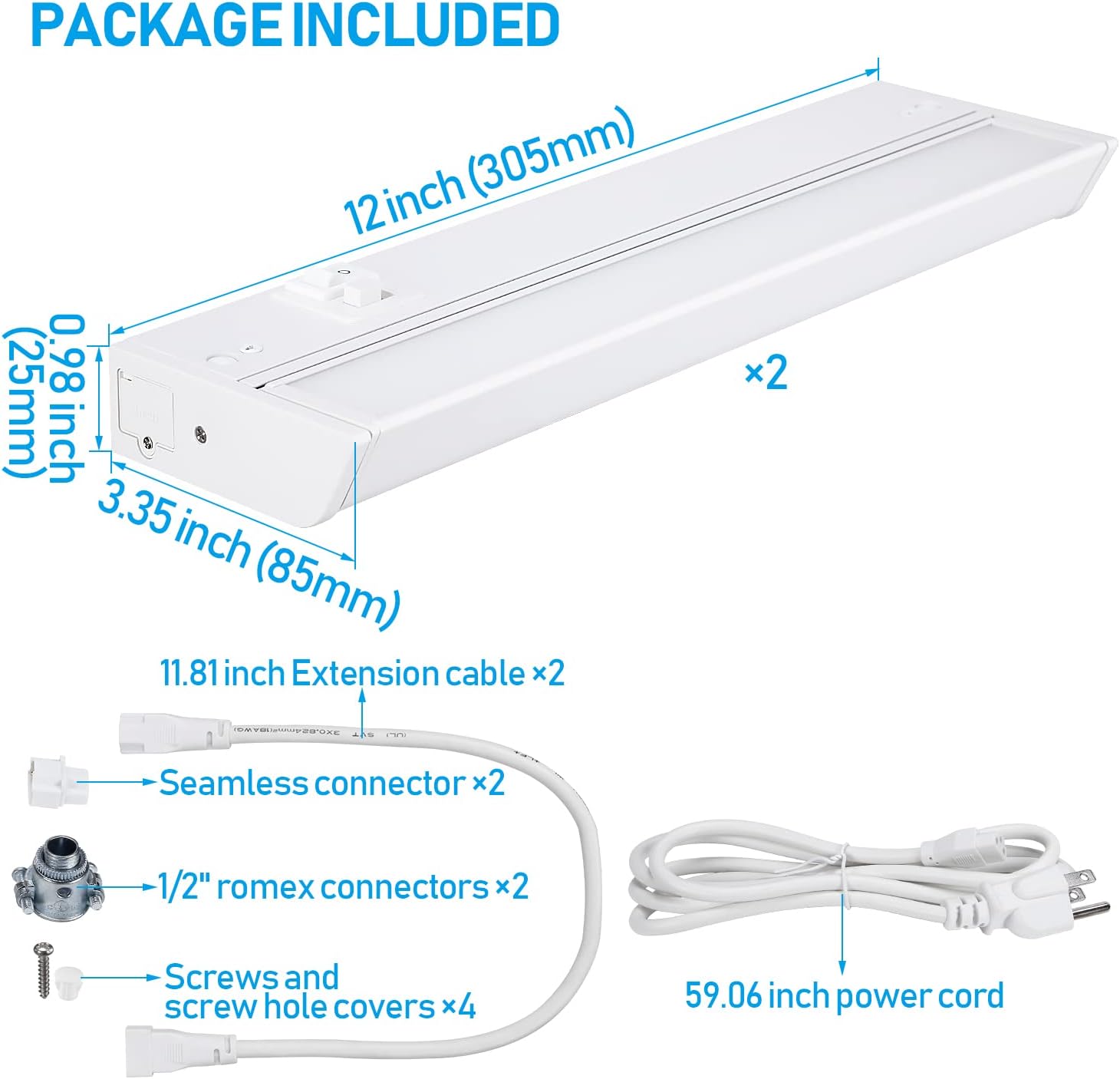 Swivel LED Under Cabinet Lighting 12 Inch - 3CCT