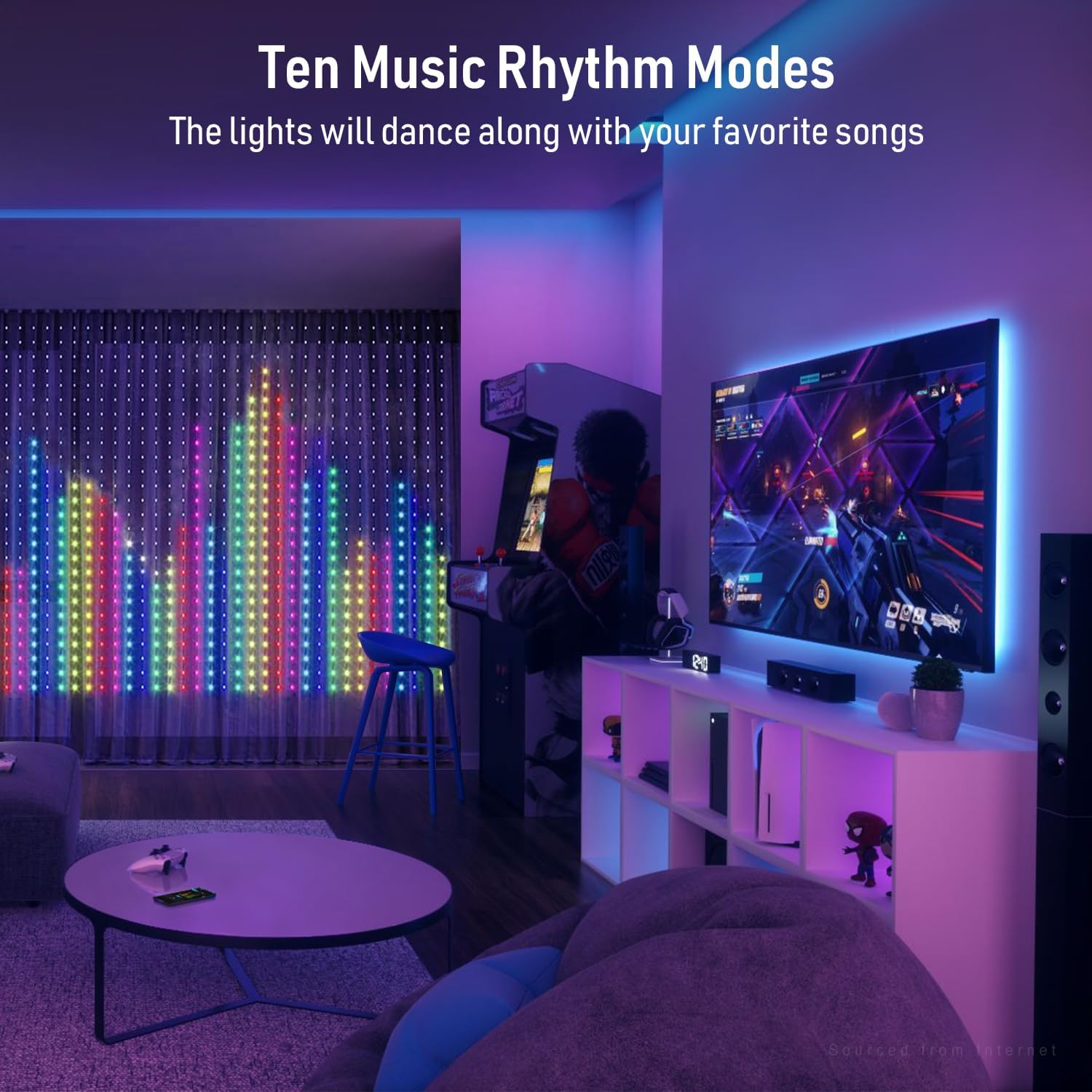Dynamic DIY Curtain String Lights for Halloween Christmas Outdoor - RGB/Remote Control