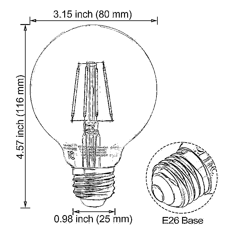 Classic 4W G25 LED Vintage Bulbs - E26 Base - 2700K Soft White