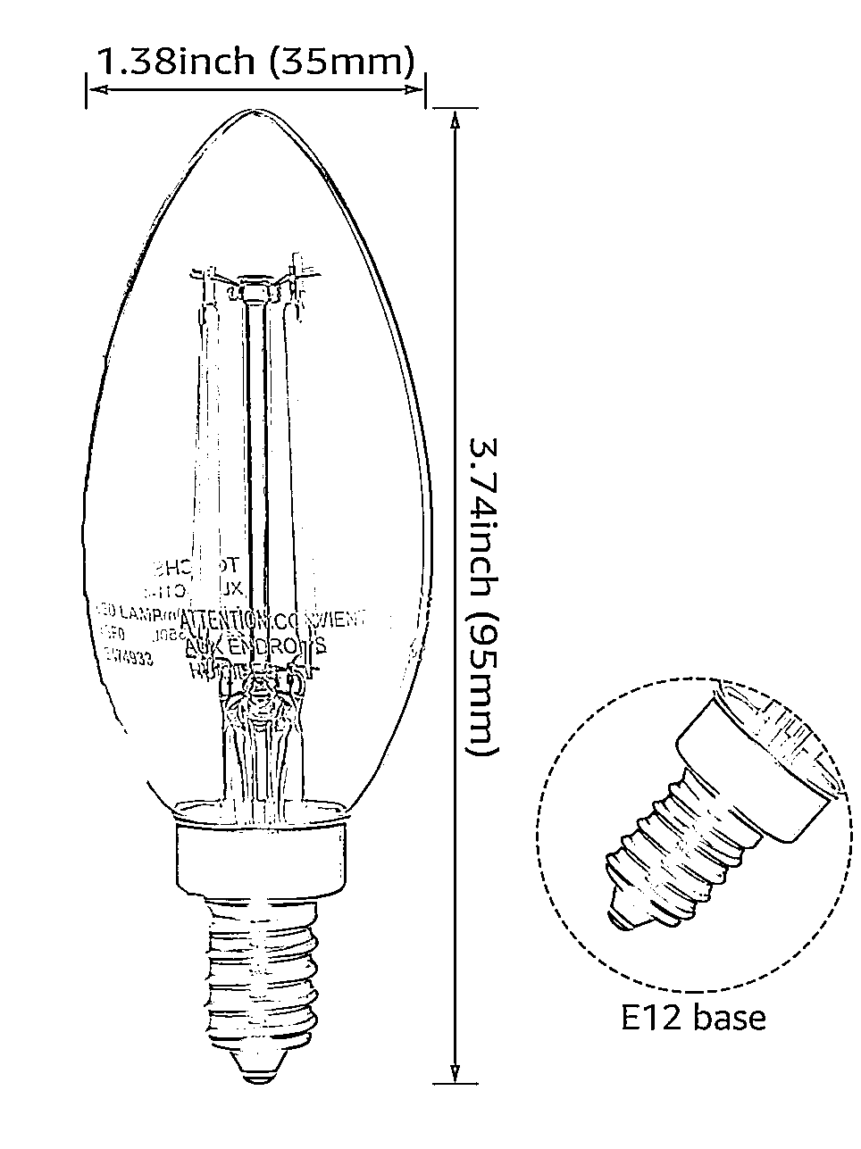 GoldenEra 4.5W C11 LED Chandelier Bulb - E12 Base - 2200K Amber Warm