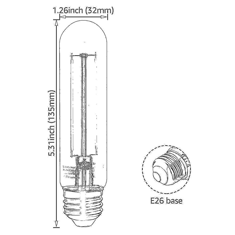 CrystalEra 4W T10 LED Vintage Bulbs - E12 Base - 2700K Soft White