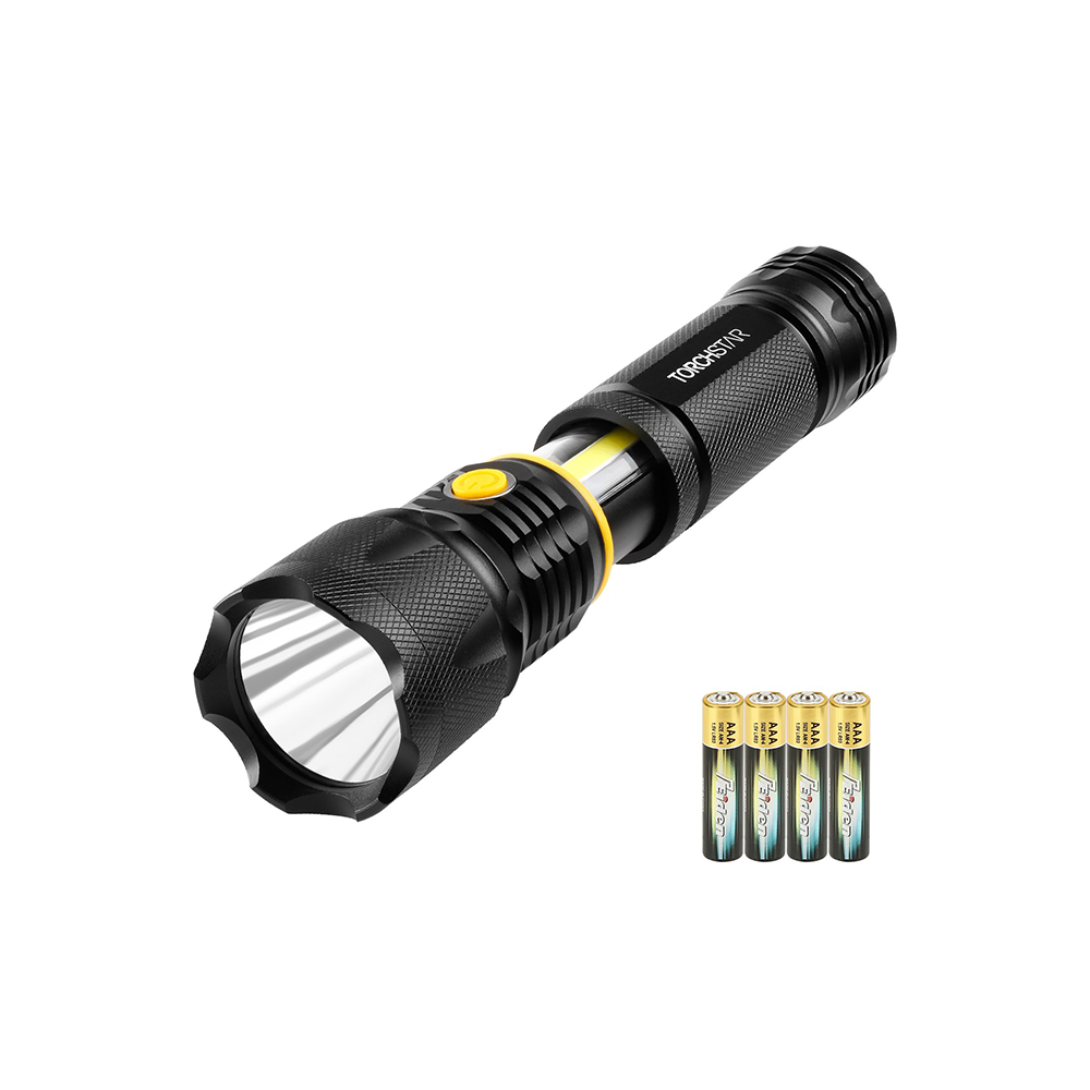 black light flashlight free Torchstar Multi-purpose LED Flashlight, Floodlight + Spotlight, Magnetic Base, Battery Operated Work Light, Cree LED Chips, Skid-resistant Handgrip