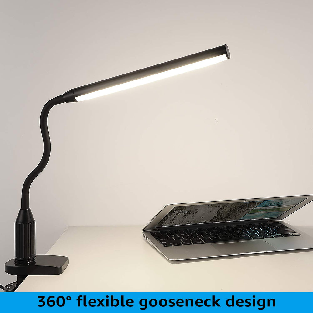 GripGlow Flex 5W LED Clamp Lamp w/ USB Power Supply - Piano Noir Black