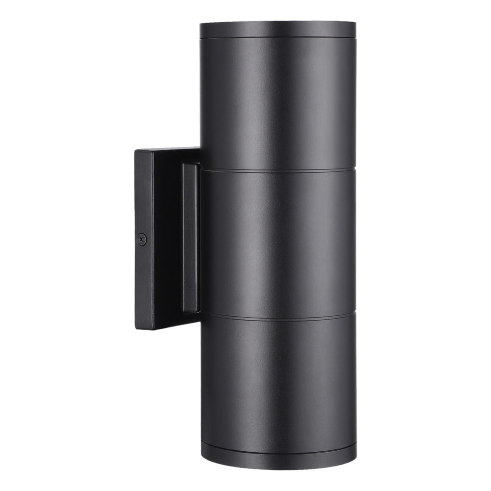 TORCHSTAR 12 Inch Round Cylinder LED Up Down Outdoor Wall Light - 22W - 3000K - Black