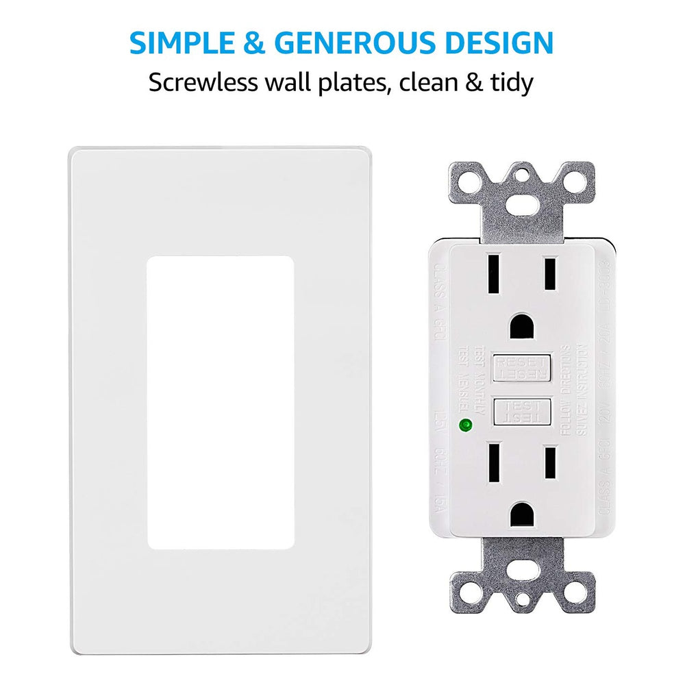 TORCHSTAR 15A GFCI Duplex Outlet with LED Indicator - 120V - White
