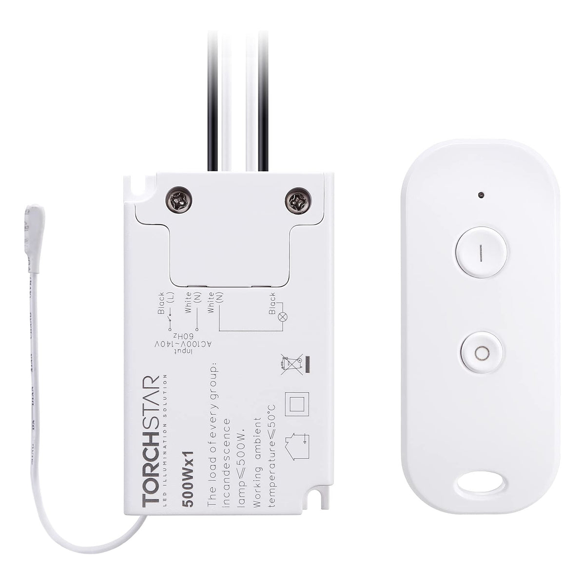 TORCHSTAR Cordless RF Remote Light Switch and Receiver Kit - White