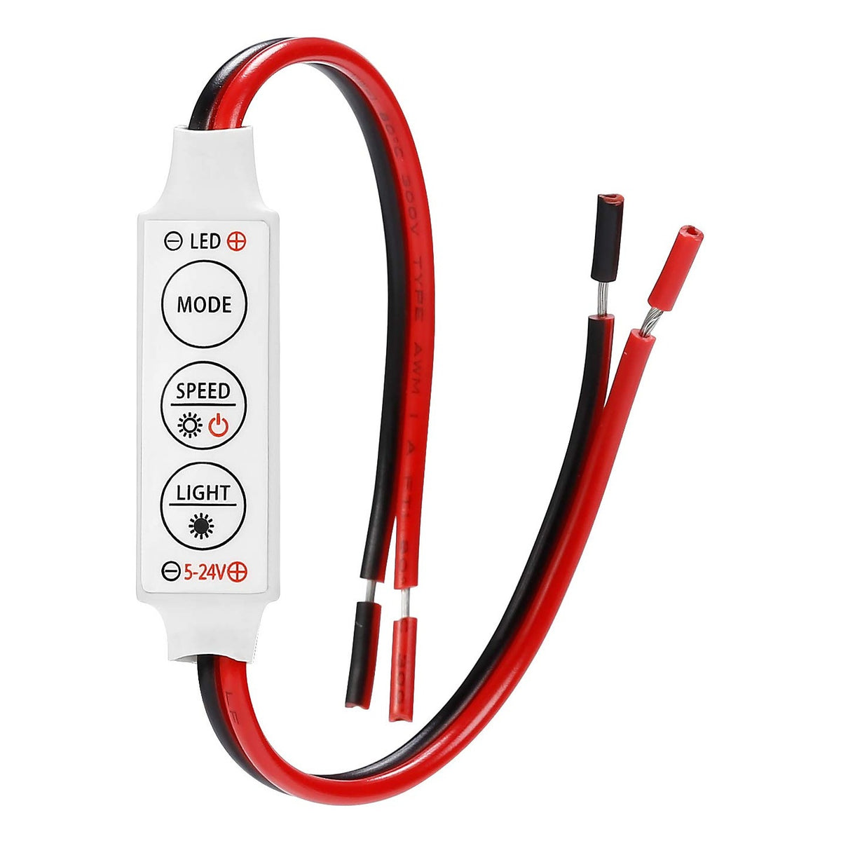 TORCHSTAR Inline Mini Single-Color LED Strip Dimmer - 5-24V DC - 12A