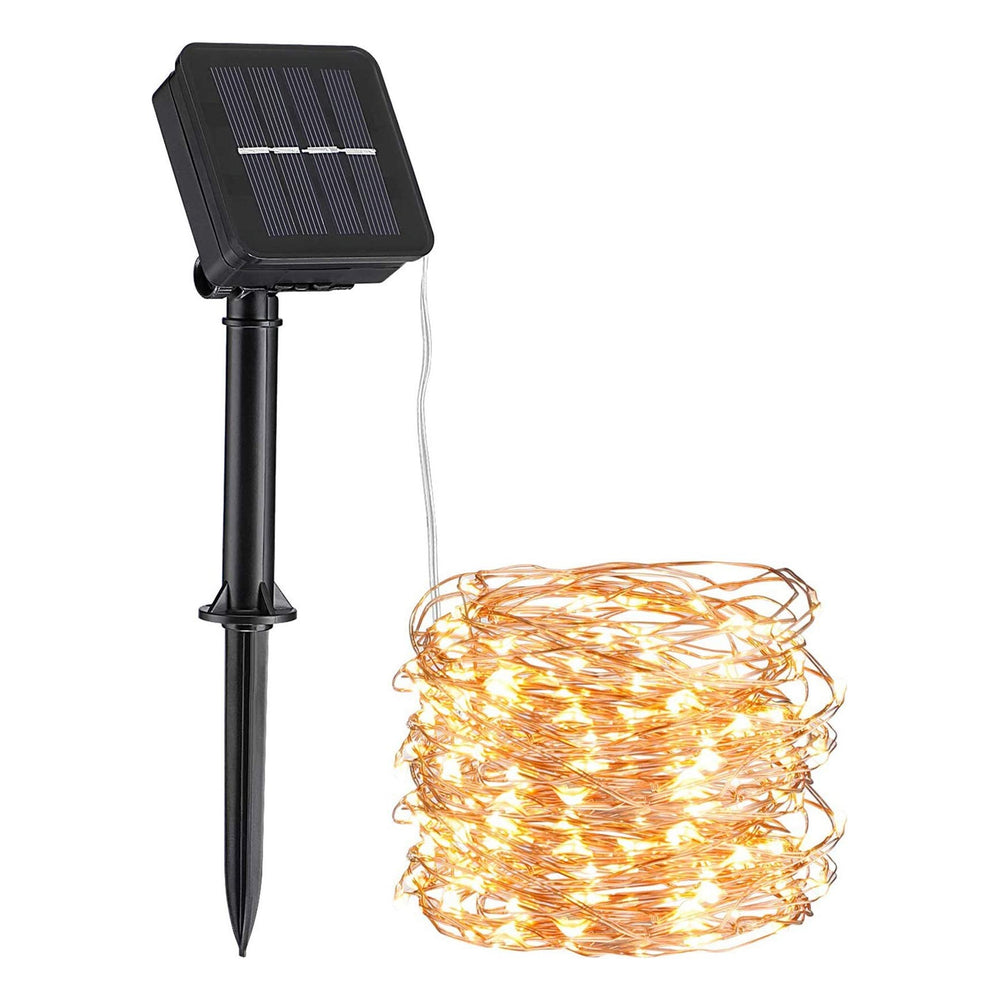 TORCHSTAR 33ft Solar Copper-Wire String Lights - 100 LEDs - Warm White