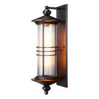TORCHSTAR 23 Inch Three-Ring Ribbed Glass Lantern E26 Outdoor Wall Light - E26 Base - Oil Rubbed Bronze