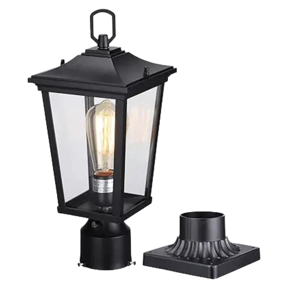 TORCHSTAR 17 Inch Dusk to Dawn Outdoor Post Light - Clear Glass - Black