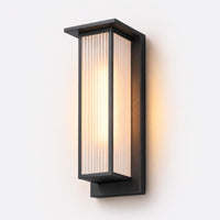 TORCHSTAR 20 Inch Rectangular Ribbed Glass E26 Outdoor Wall Light - E26 Base - Black