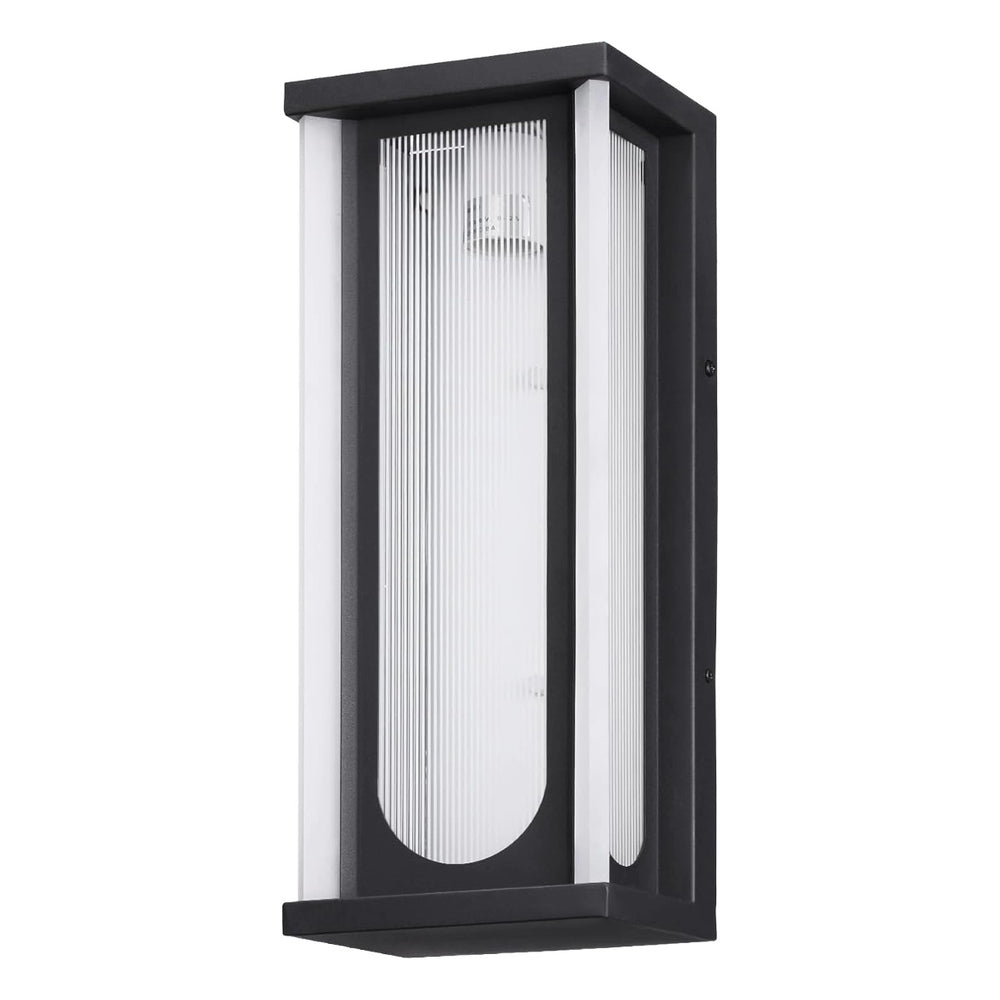 TORCHSTAR 16 Inch Rectangular Ribbed Acrylic E26 Outdoor Wall Light - E26 Base - Black