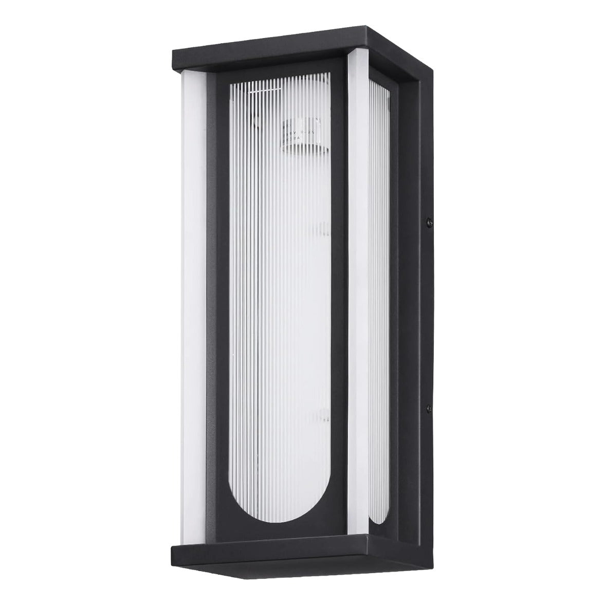 TORCHSTAR 16 Inch Rectangular Ribbed Acrylic E26 Outdoor Wall Light - E26 Base - Black