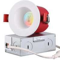 TORCHSTAR 4-Inch Deep Baffle 2-Hour Fire-Rated LED Recessed Light with J-Box - 15W - 5CCT White