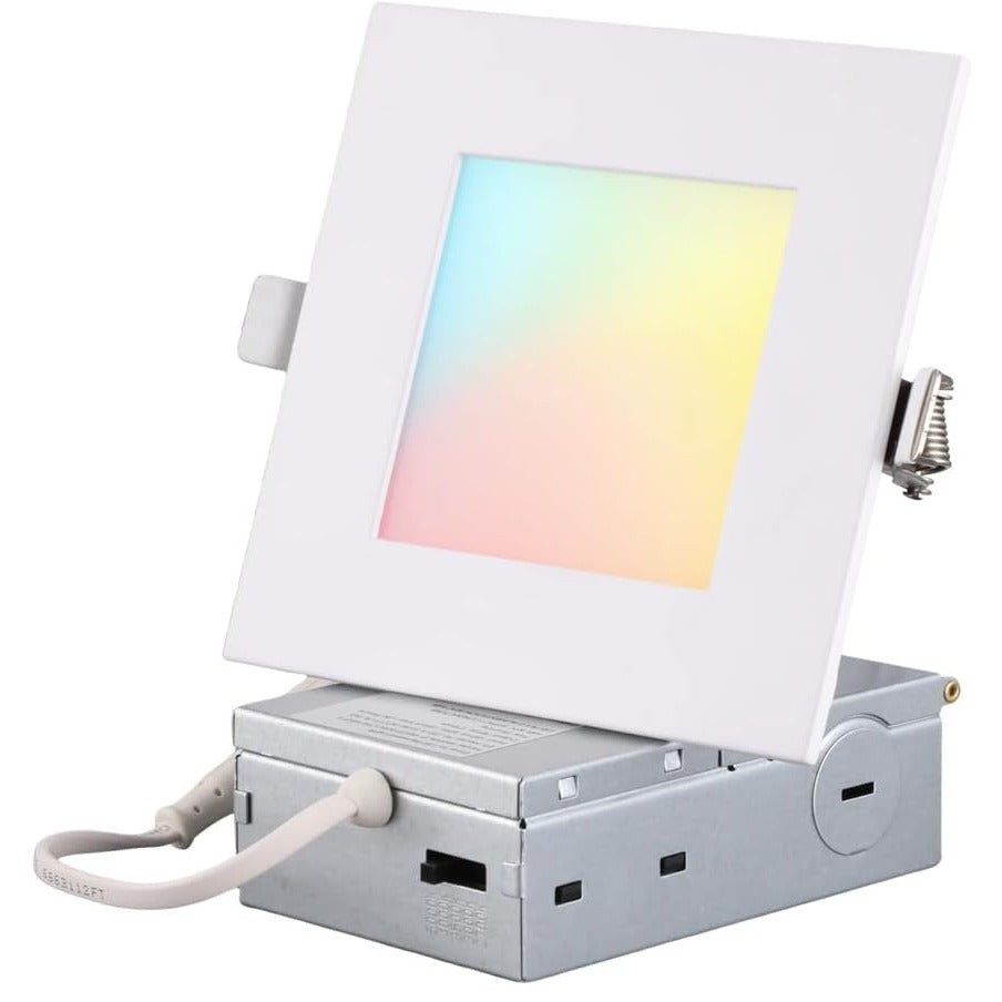 TORCHSTAR 4-Inch Square 2-Hour Fire-Rated LED Recessed Light with J-Box - 12W - 5CCT White