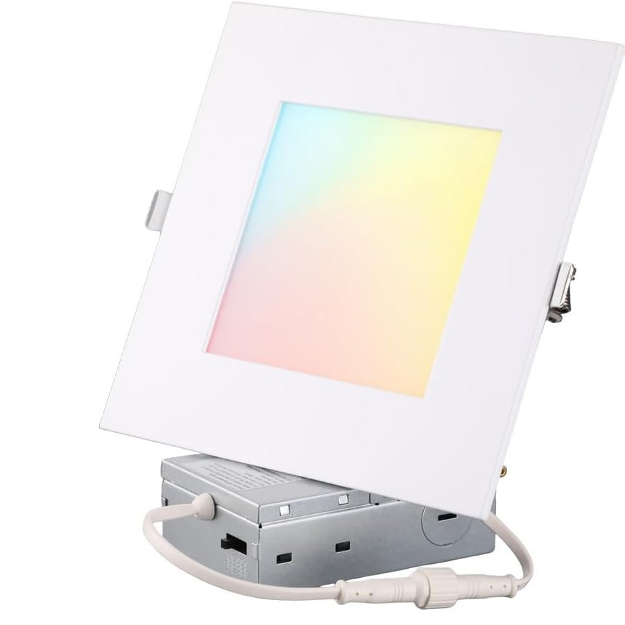 TORCHSTAR 6-Inch Square 2-Hour Fire-Rated LED Recessed Light with J-Box - 15W - 5CCT White