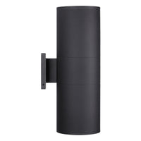 TORCHSTAR 8 Inch Round Cylinder E26 Up Down Outdoor Wall Light - E26 Base - Black
