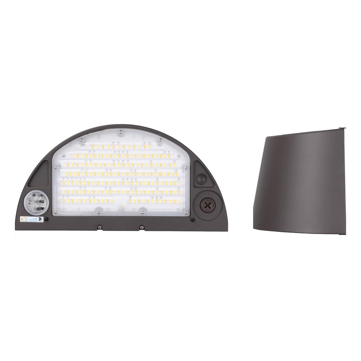 TORCHSTAR 13 Inch Half-Arc LED Up Down Dusk to Dawn Commercial Wall Pack - 120W Selectable - 3CCT - Bronze