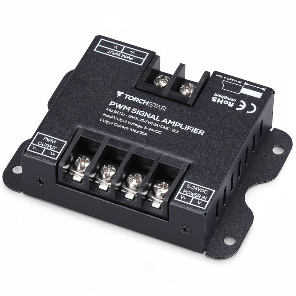 TORCHSTAR Monochrome PWM LED Strip Signal Amplifier - 5-24V DC - 30A