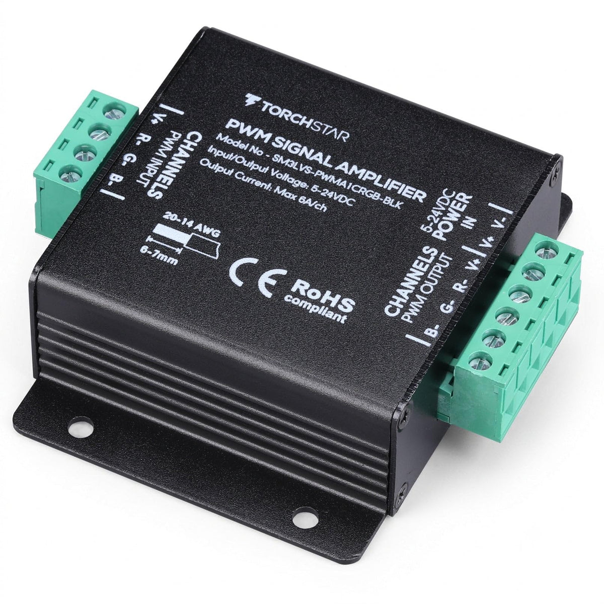TORCHSTAR RGB PWM LED Strip Signal Amplifier - 5-24V DC - 6A/Channel
