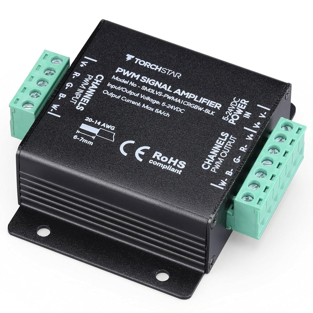 TORCHSTAR RGBW PWM LED Strip Signal Amplifier - 5-24V DC - 5A/Channel