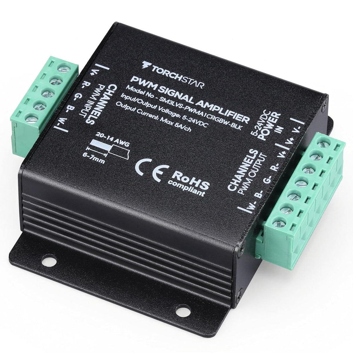 TORCHSTAR RGBW PWM LED Strip Signal Amplifier - 5-24V DC - 5A/Channel