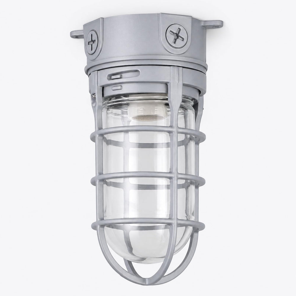 TORCHSTAR Caged Jelly Jar E26 Vapor Tight Ceiling Light - E26 Base - Gray