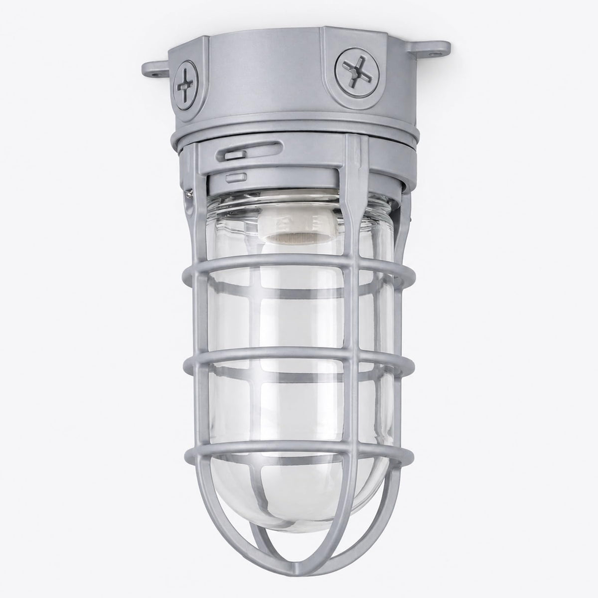 TORCHSTAR Caged Jelly Jar E26 Vapor Tight Ceiling Light - E26 Base - Gray