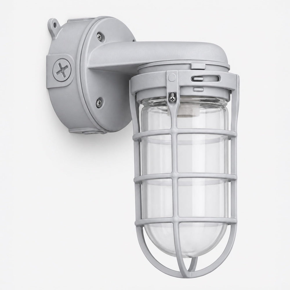 TORCHSTAR Caged Jelly Jar E26 Vapor Tight Wall Light - E26 Base - Gray