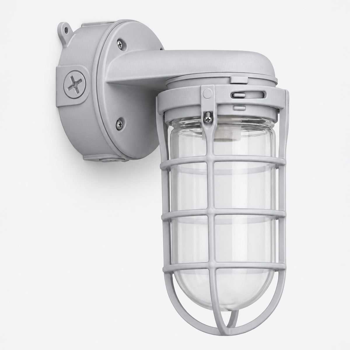 TORCHSTAR Caged Jelly Jar E26 Vapor Tight Wall Light - E26 Base - Gray
