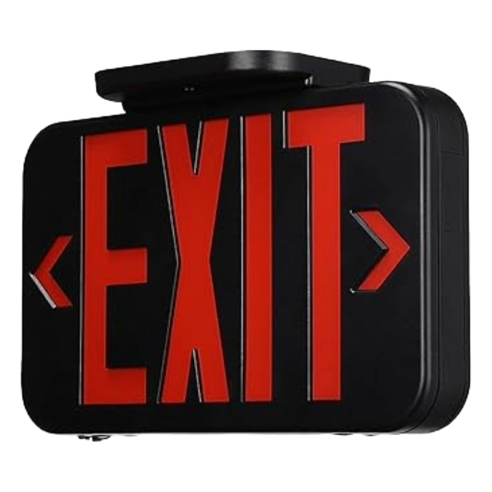 TORCHSTAR LED Exit Sign with Battery Backup - Red Letters - Black