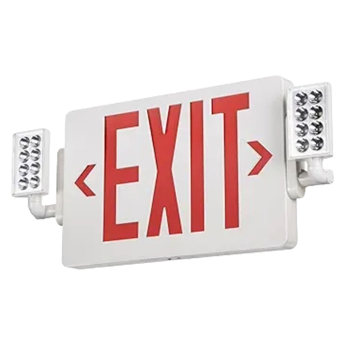 TORCHSTAR LED Exit Sign with Dual Emergency Lights - 2W - Red Letters - White