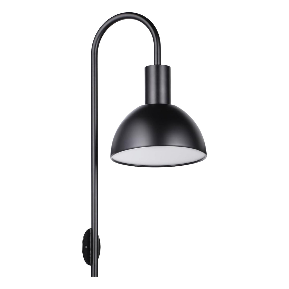 TORCHSTAR Plug-In E26 Wall Sconce with Curved Arm - Black