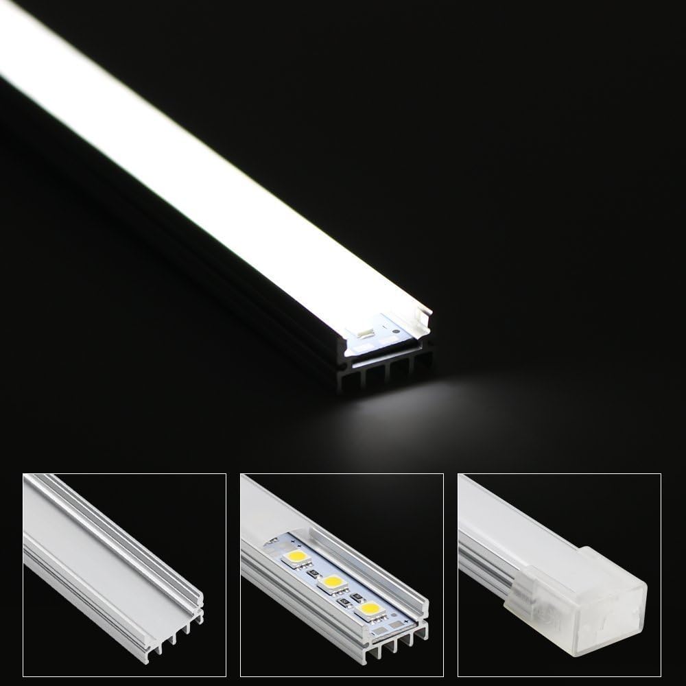 Shallow Flush Mount U-Shape Aluminum Channel for Strip Lights - 3.3ft in Oyster White - 10 Packs