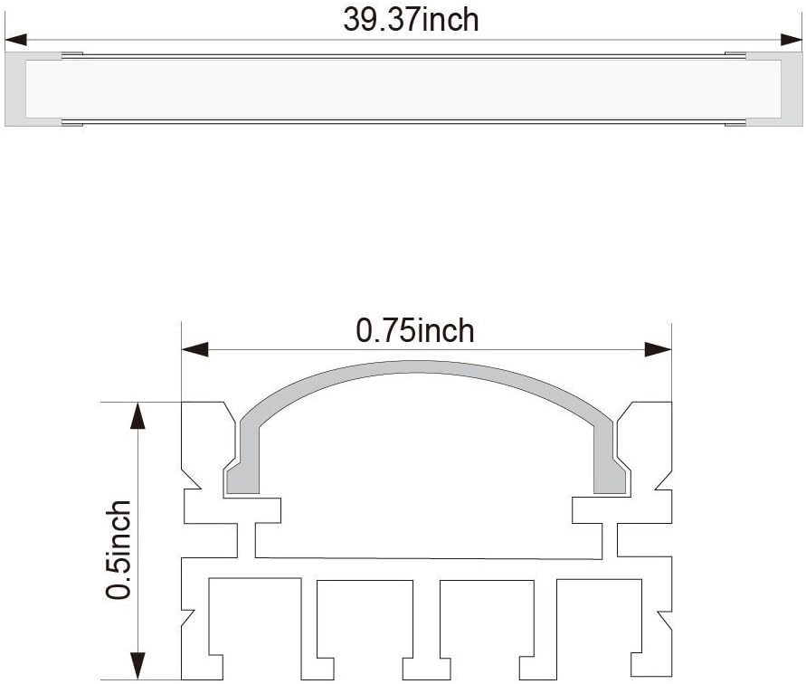 Shallow Flush Mount U-Shape Aluminum Channel for Strip Lights - 3.3ft in Oyster White - 10 Packs