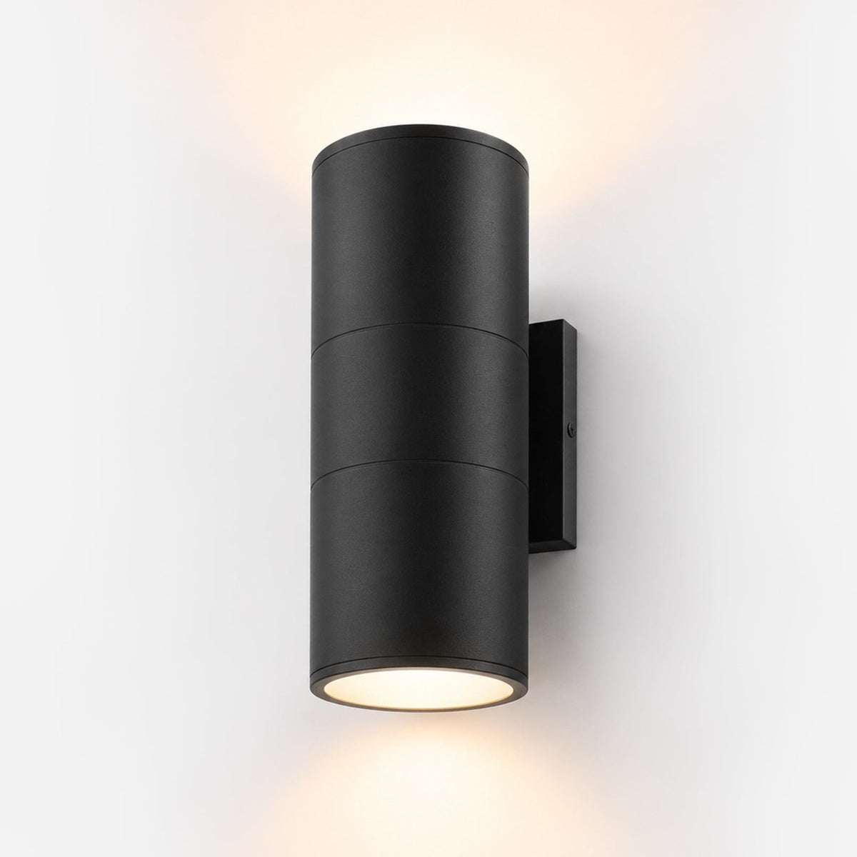 TORCHSTAR 12 Inch Round Cylinder LED Up Down Outdoor Wall Light - 22W - 3000K - Black