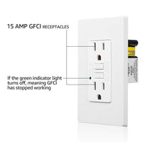 TORCHSTAR 15A GFCI Duplex Outlet with LED Indicator - 120V - White