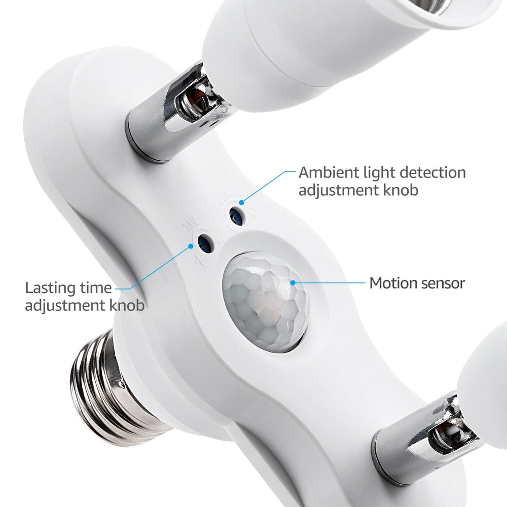 TORCHSTAR E26 Motion-Sensing Dual E26 Socket Adapter - White