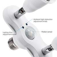 TORCHSTAR E26 Motion-Sensing Dual E26 Socket Adapter - White