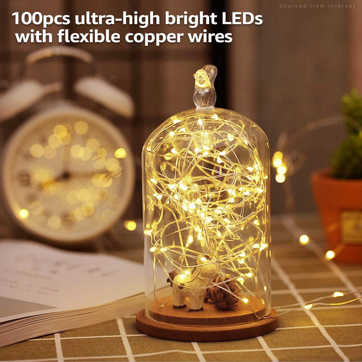 TORCHSTAR 33ft Solar Copper-Wire String Lights - 100 LEDs - Warm White